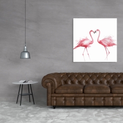 Canvas 36 x 36 - Two pink flamingo watercolor