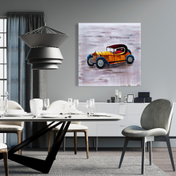 Toile 36 x 36 - Jouet de voiture jaune