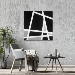 Toile 36 x 36 - Lignes abstraites en noir et blanc