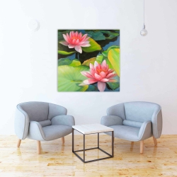 Canvas 36 x 36 - Water lilies and lotus flowers