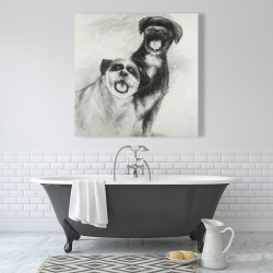 Canvas 36 x 36 - Happy dogs sketch