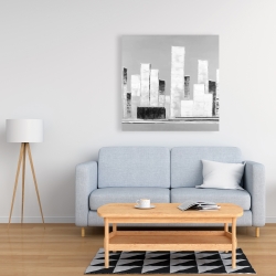 Canvas 36 x 36 - Abstract black and white buildings