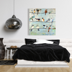 Toile 36 x 36 - Petits oiseaux colorés