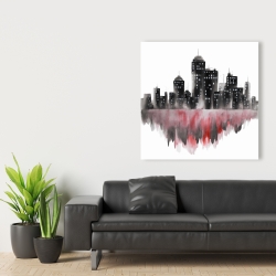 Canvas 36 x 36 - Red watercolor cityscape