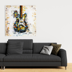 Toile 36 x 36 - Guitare colorée abstraite