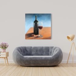 Canvas 36 x 36 - Bottle of bordeaux with whine glass