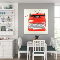 Toile 36 x 36 - Machine à écrire rouge