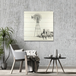 Toile 36 x 36 - Vieux moulin à vent vintage du texas