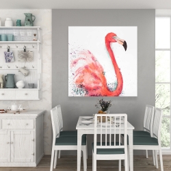 Toile 36 x 36 - Flamant rose éclaboussant