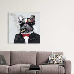 Canvas 36 x 36 - Smoking gangster bulldog