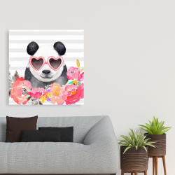 Toile 36 x 36 - Panda à lunette en forme de coeur