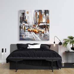 Canvas 36 x 36 - Abstract citystreet with yellow taxis