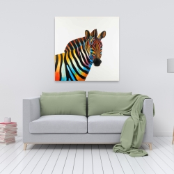 Canvas 36 x 36 - Colorful profile view of a zebra