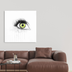 Canvas 36 x 36 - Green eye in watercolor