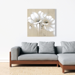 Canvas 36 x 36 - White abstract wild flowers