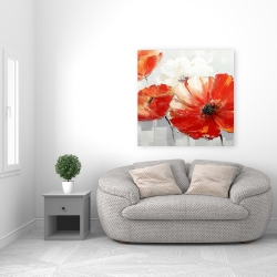 Canvas 36 x 36 - Abstract red wild flowers