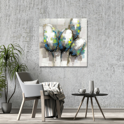 Canvas 36 x 36 - Abstract blue tulips