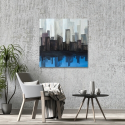 Toile 36 x 36 - Vue d'une ville bleue