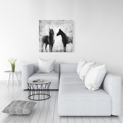 Canvas 36 x 36 - Black and white horses