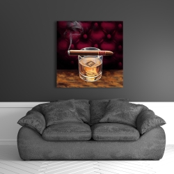 Canvas 36 x 36 - Scotch on ice with a cigar