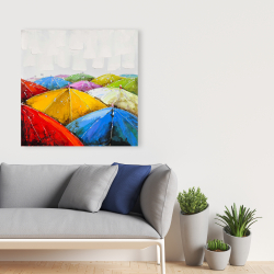 Toile 36 x 36 - Parapluies colorés sous la pluie