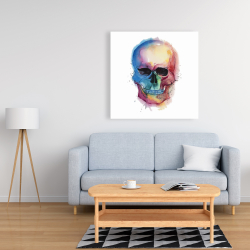 Toile 36 x 36 - Crâne coloré aquarelle