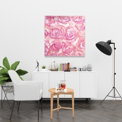 Toile 36 x 36 - Bouquet de roses en aquarelle