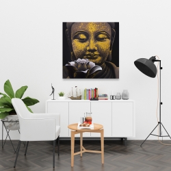Canvas 36 x 36 - The eternal smile of buddha and his lotus