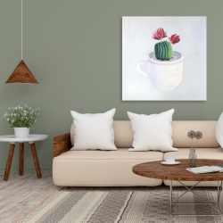 Toile 36 x 36 - Mini cactus dans une tasse