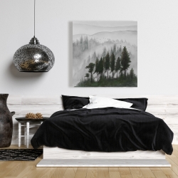 Toile 36 x 36 - Paysage de montagne en aquarelle sombre