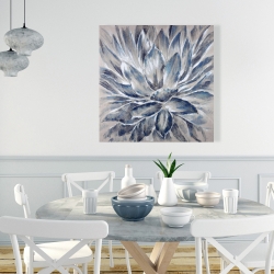 Toile 36 x 36 - Fleur grise et bleue