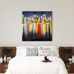 Canvas 36 x 36 - Colorful reflection of a cityscape by night