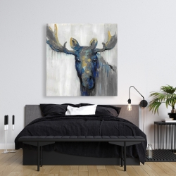 Canvas 36 x 36 - Blue moose