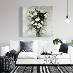 Toile 36 x 36 - Bouquet blanc de lisianthus