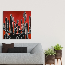 Canvas 36 x 36 - Black tall cactus