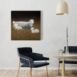 Canvas 36 x 36 - Sheep and lambs