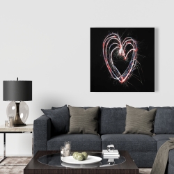 Canvas 36 x 36 - Red & blue fireworks heart