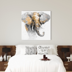 Toile 36 x 36 - Magnifique éléphant doré