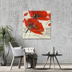 Toile 36 x 36 - Fleur rouge abstraite dans le vent