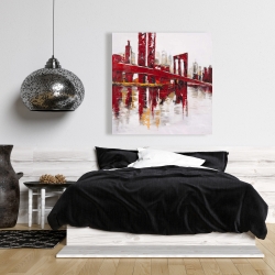 Toile 36 x 36 - Pont rouge industriel et abstrait