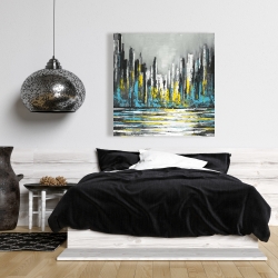 Toile 36 x 36 - Horizon de ville bleu et abstrait