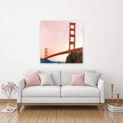 Toile 36 x 36 - Coucher de soleil sur le golden gate bridge