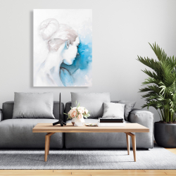 Canvas 36 x 48 - Watercolor abstract girl with hair bun