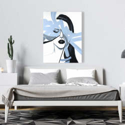 Toile 36 x 48 - Portrait de femme bleu et abstrait