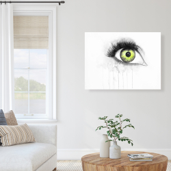 Canvas 36 x 48 - Green eye in watercolor