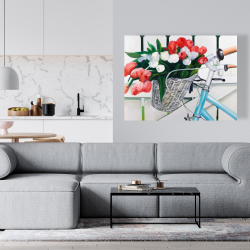 Toile 36 x 48 - Bicyclette avec panier de tulipes