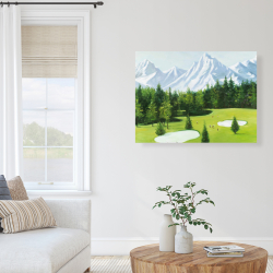 Toile 36 x 48 - Terrain de golf avec vue sur les montagnes