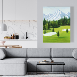 Toile 36 x 48 - Terrain de golf avec vue sur les montagnes