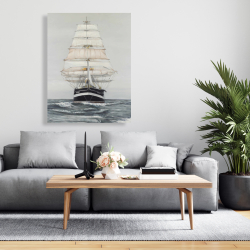 Canvas 36 x 48 - Ship gently sailing by a cloudy day