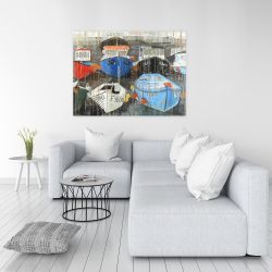 Toile 36 x 48 - Pluie de couleurs désaturées au port